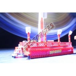 LetsGoRides - Speed 2020, 
Motorized reproduction of the fairground attraction "Speed" (KMG) made with Lego bricks. Foldable on