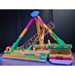 LetsGoRides - Sicko, 
Motorized reproduction of the fairground attraction 'Sicko" made with Lego. Foldable on trailers.
