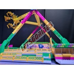 LetsGoRides - Sicko, 
Motorized reproduction of the fairground attraction 'Sicko" made with Lego. Foldable on trailers.
