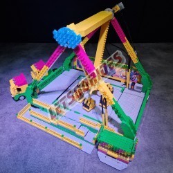 LetsGoRides - Sicko, 
Motorized reproduction of the fairground attraction 'Sicko" made with Lego. Foldable on trailers.
