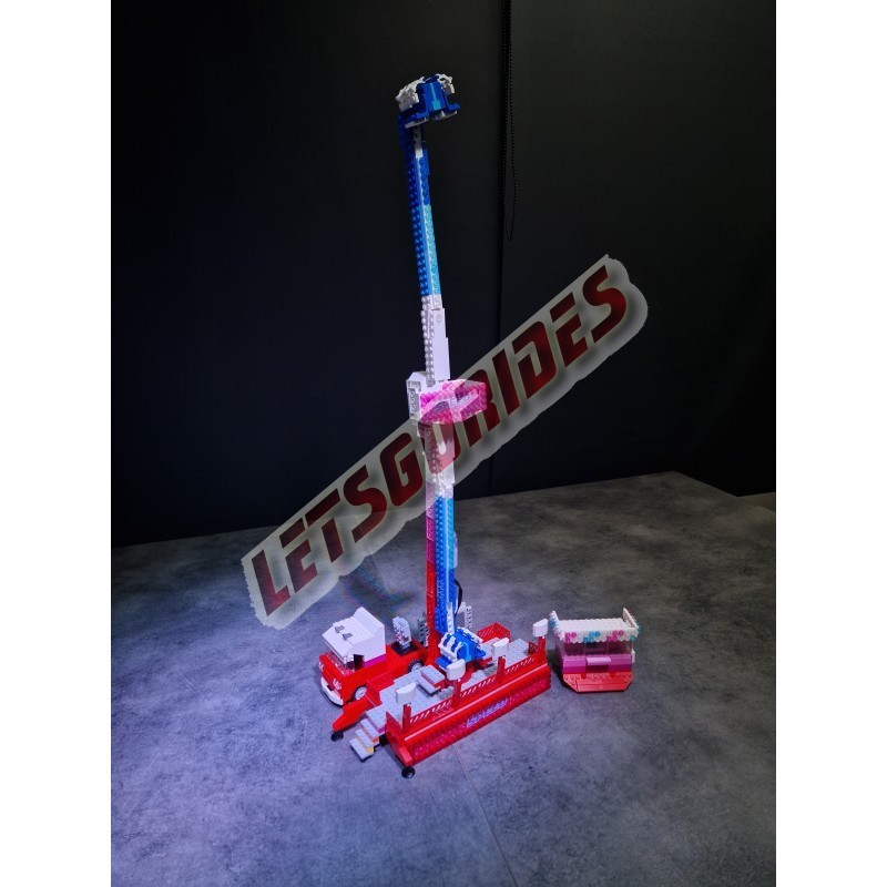 LetsGoRides - Speed, 

Motorized reproduction of the fairground attraction "Speed" (KMG) made with Lego bricks. Foldable on on